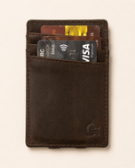 The Money Clip minimal wallet in crazy horse leather — front view | Kordovan Pakistan