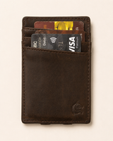 The Money Clip minimal wallet in crazy horse leather — front view | Kordovan Pakistan