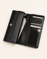 Nova clutch open — card slots, compartments and zip pocket