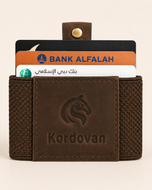 KODO RFID smart wallet in brown Crazy Horse leather — front view | Kordovan Pakistan