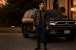 Ralph — men's dark brown leather jacket, full-length styled view | Kordovan Pakistan
