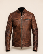 Rebel | Men's Brown Cafe Racer Sheepskin Leather Jacket