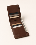 Rigor Lite wallet open — 10 card slots and two bill compartments