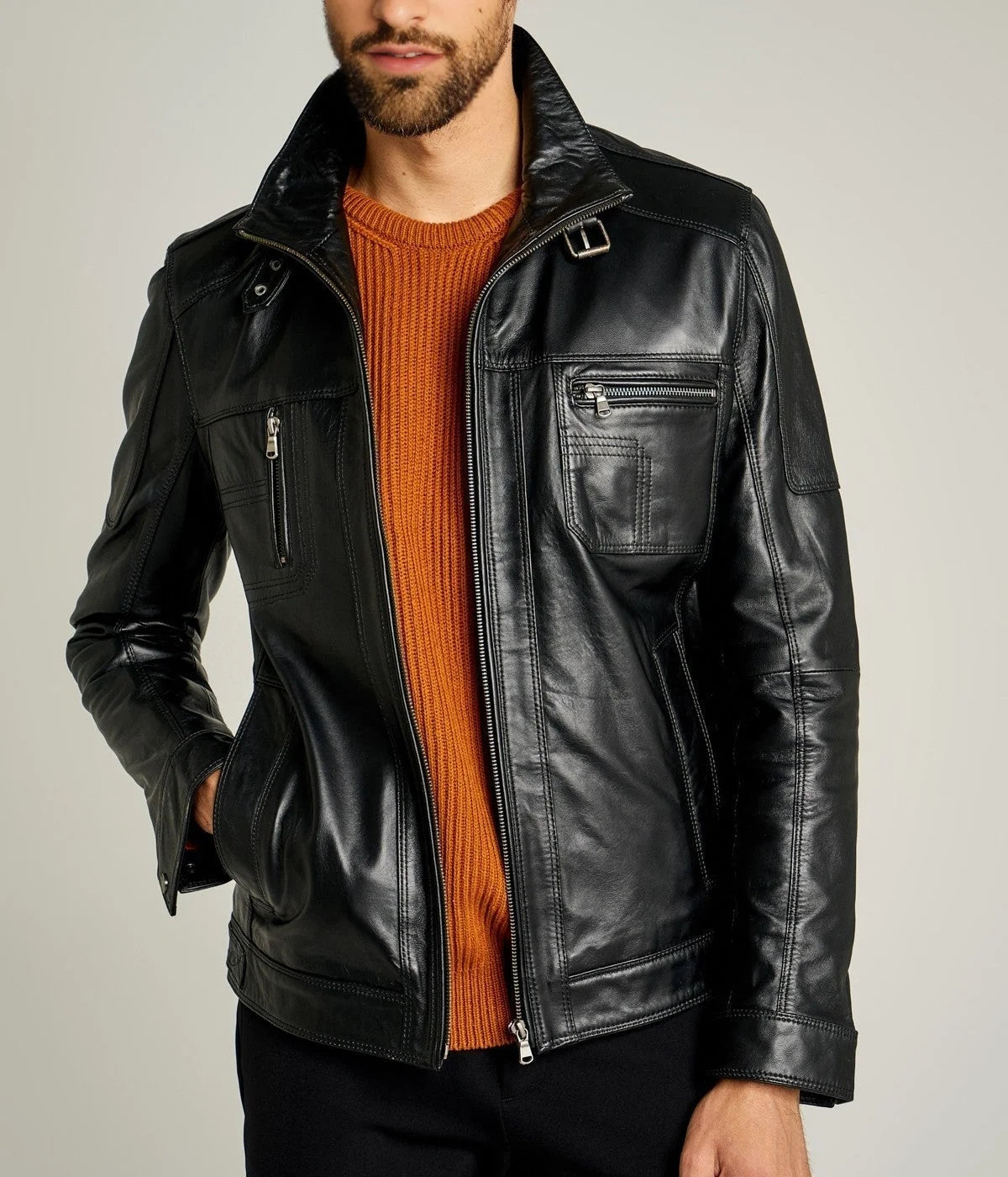 Leather Jackets Leather Bomber Biker Jackets for Men Men s Jacket