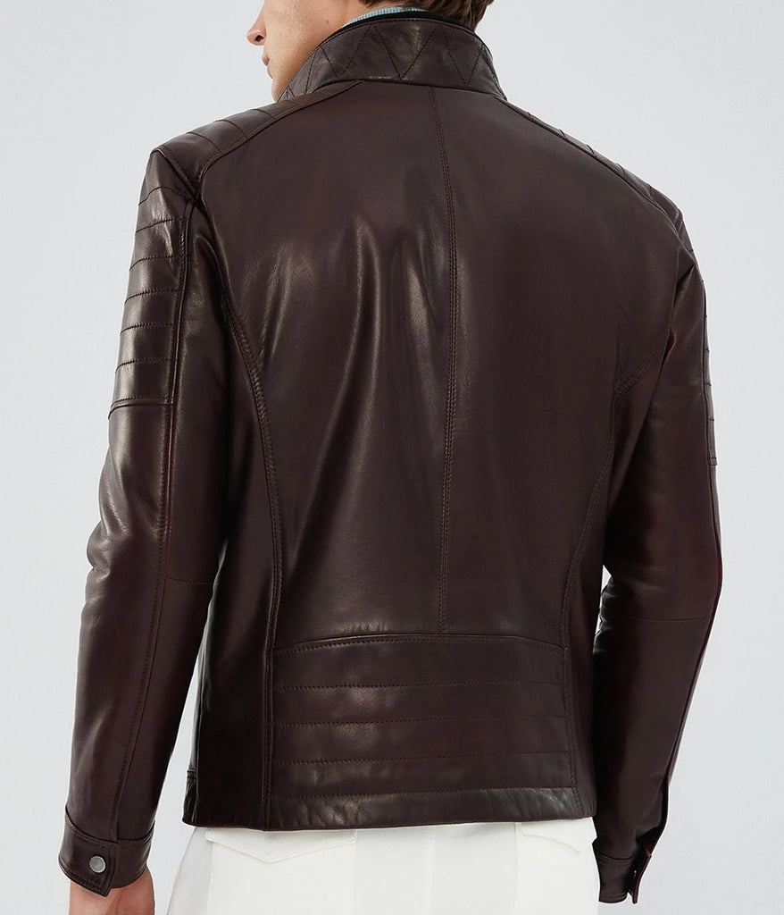 Rodriguez | Men's Claret Quilted Leather Biker Jacket