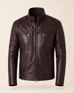 Rodriguez — men's claret quilted leather jacket, front view | Kordovan Pakistan