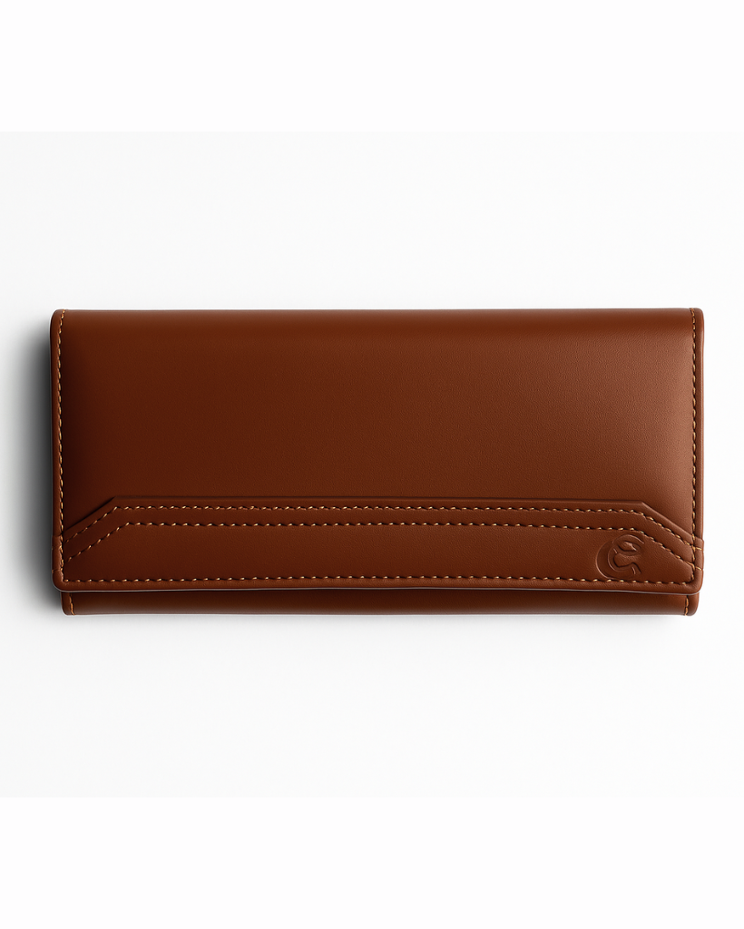 Brown leather wallet on a white background