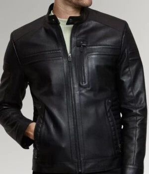 Sheppard | Men's Cafe Racer Black Leather Jacket