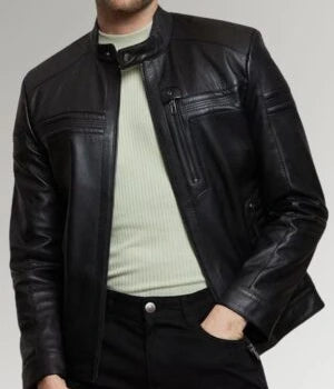 Sheppard | Men's Cafe Racer Black Leather Jacket