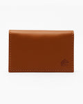 Tan leather wallet on a white background