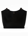 Black handbag on a white background