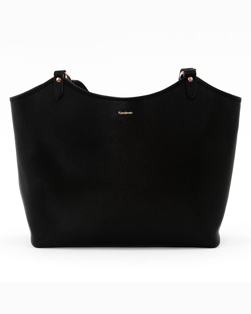Black handbag on a white background