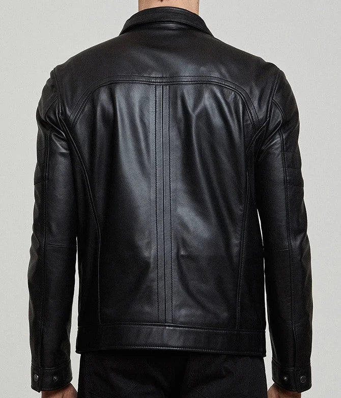 Stryker | Men's Black Zippered Accents Leather Biker Jacket