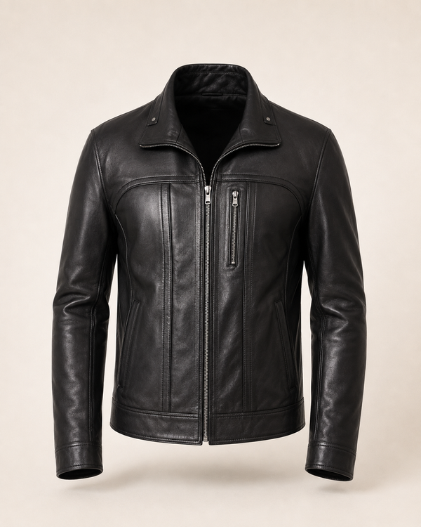 Stryker | Men's Black Zippered Accents Leather Biker Jacket