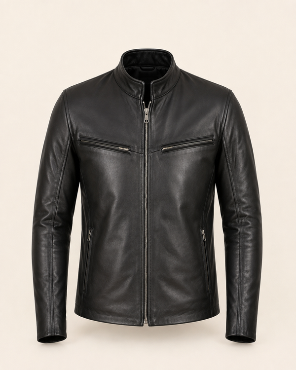 The Iconic | Men's Black Sheepskin Leather Jacket