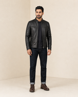 The Iconic | Men's Black Sheepskin Leather Jacket