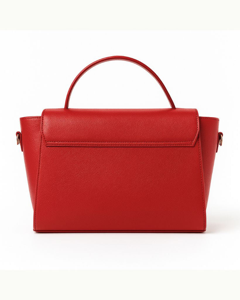 Red handbag on a white background