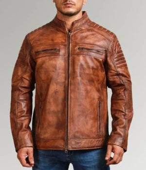 The Waxed Rider | Men's Sheepskin Brown Leather Jacket