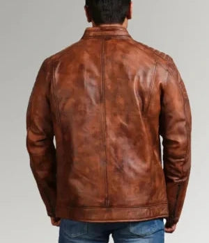 The Waxed Rider | Men's Sheepskin Brown Leather Jacket