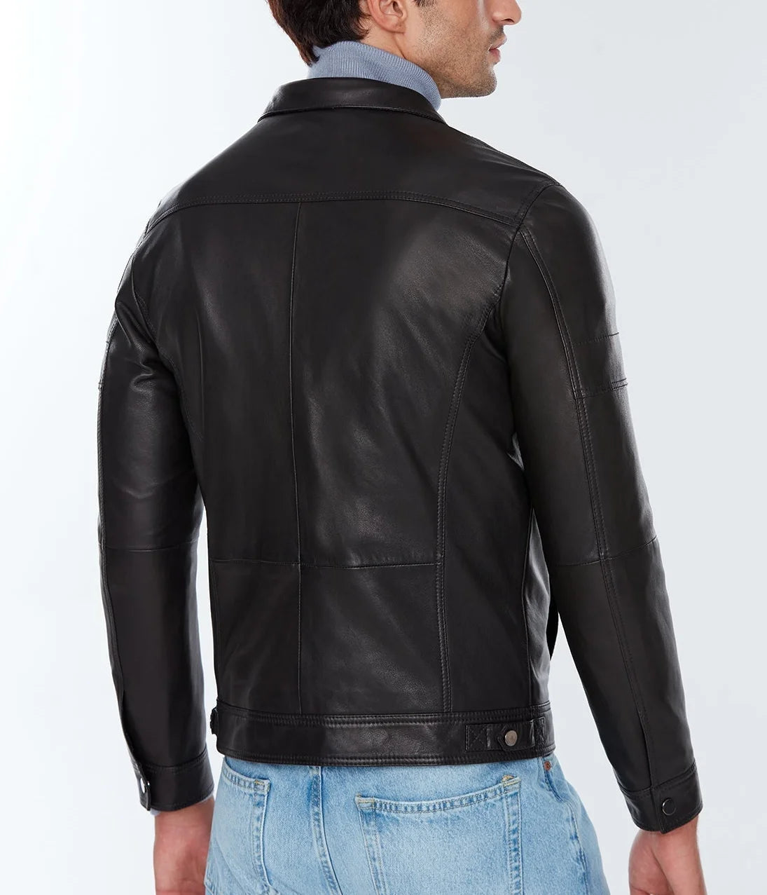 Wayne | Men's Sheepskin Black Leather Jacket