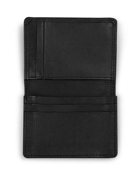 Black leather wallet on a white background