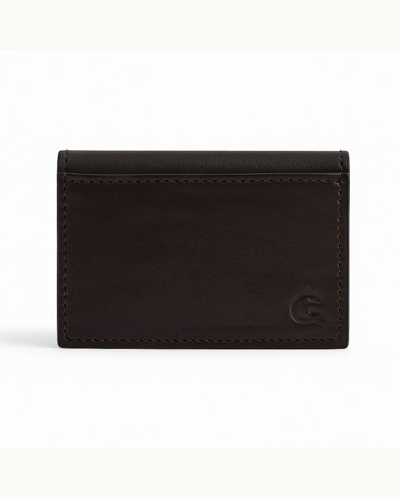 Black leather wallet on a white background