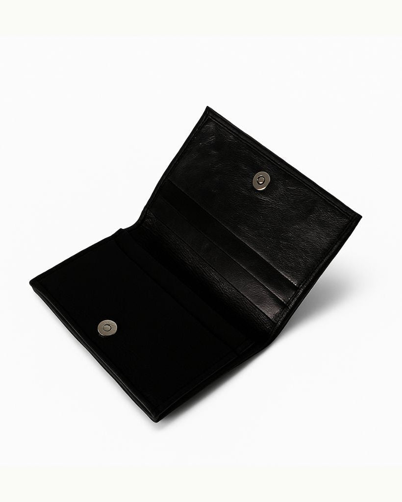 Black leather wallet on a white background