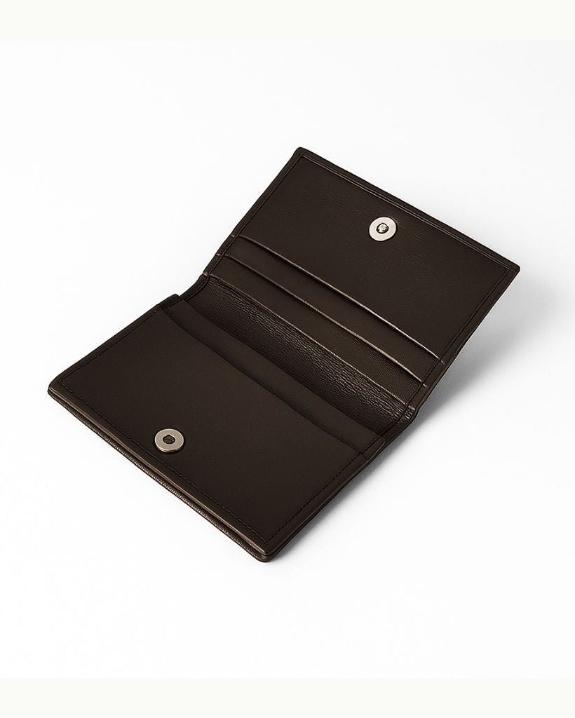 Brown leather wallet on a white background