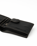 Midtown Lite wallet card slots detail — nine slots in soft black sheep leather