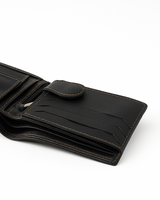 Midtown Lite wallet card slots detail — nine slots in soft black sheep leather
