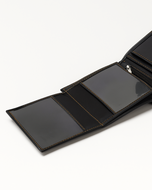 Midtown Lite black sheep leather wallet open, showing the interior layout