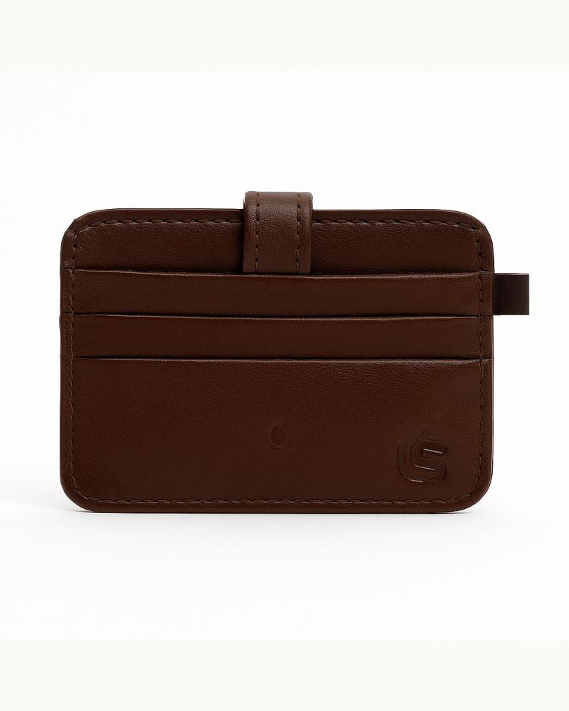 Brown leather wallet on a white background