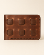 The Stallion handwoven full-grain leather wallet in brown — front view | Kordovan Pakistan