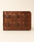 The Stallion handwoven full-grain leather wallet in brown — front view | Kordovan Pakistan