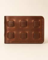 The Stallion handwoven full-grain leather wallet in brown — front view | Kordovan Pakistan