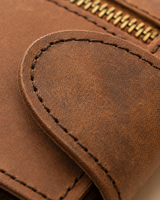 Truckkr wallet external zip coin compartment detail in crazy horse leather