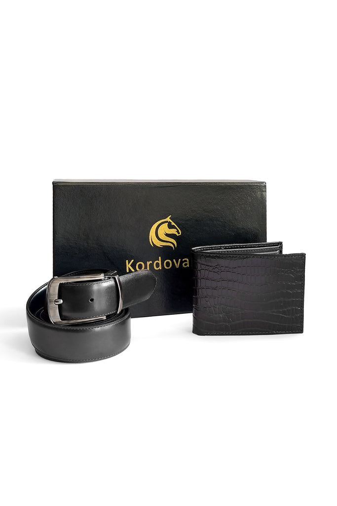 Kordovan Combo - Wallet & Belt Gift Set - Black - Kordovan