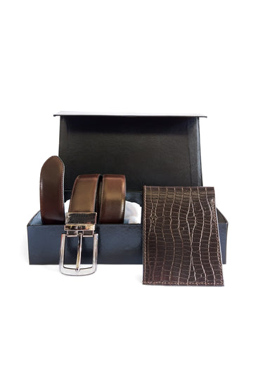 Kordovan Combo - Wallet & Belt Gift Set - Dark Brown - Kordovan