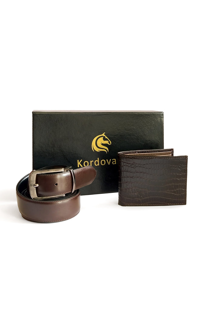 Kordovan Combo - Wallet & Belt Gift Set - Dark Brown - Kordovan