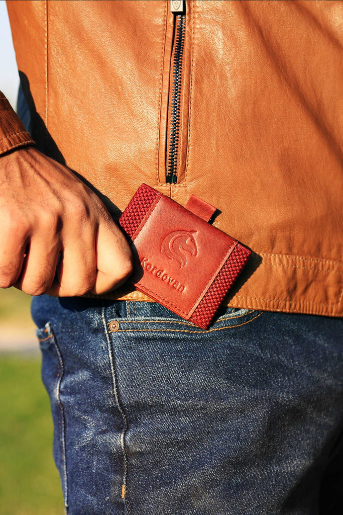 RFID Protected  KODO Wallet // Rustic Red (UNISEX) // Crazy Horse Cow Leather - Kordovan