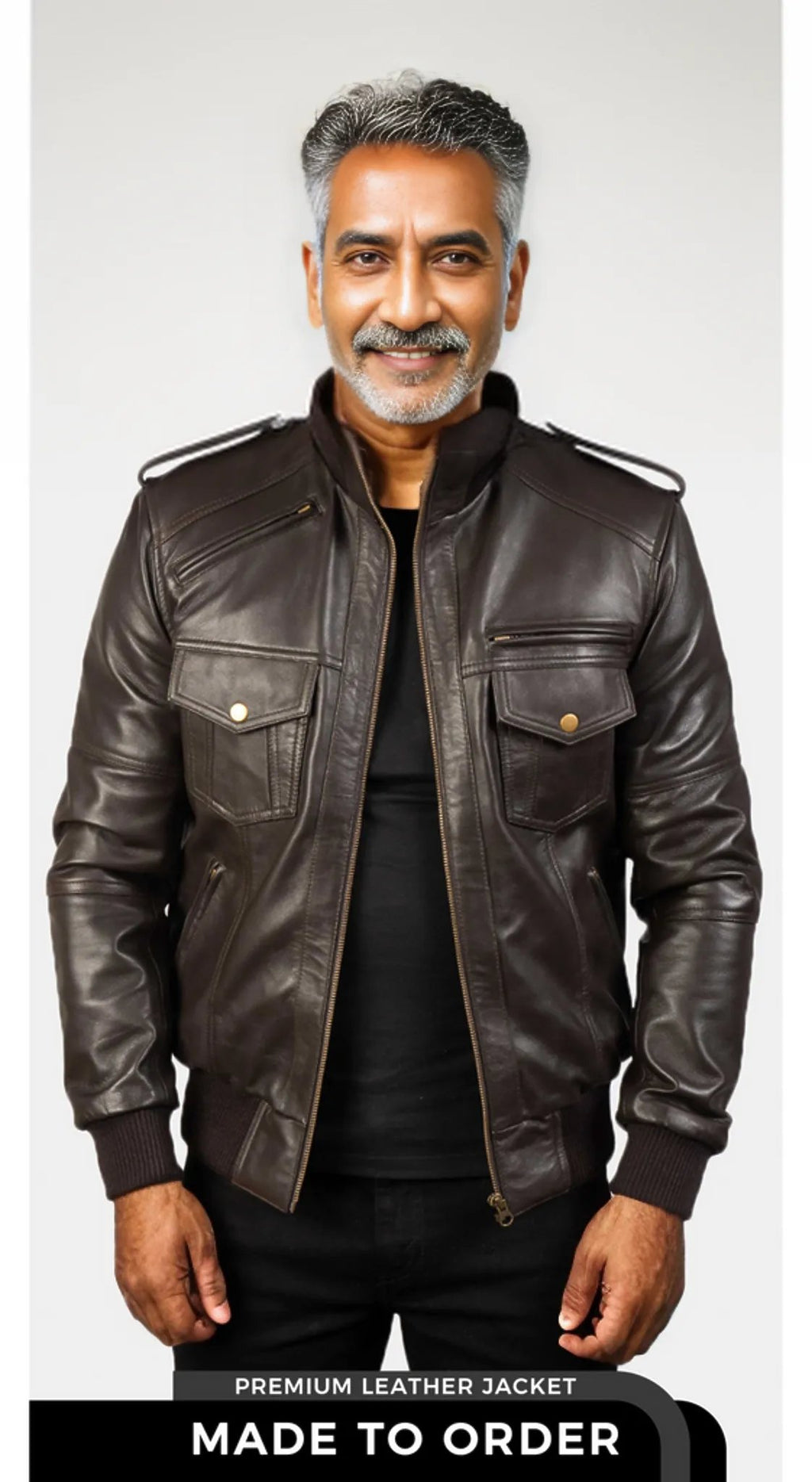 The Spy Brown Leather Bomber Jacket for Men Kordovan Leather