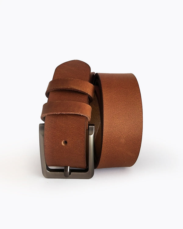 VINTAGE ANTIQUE JEANS LEATHER BELT - Kordovan