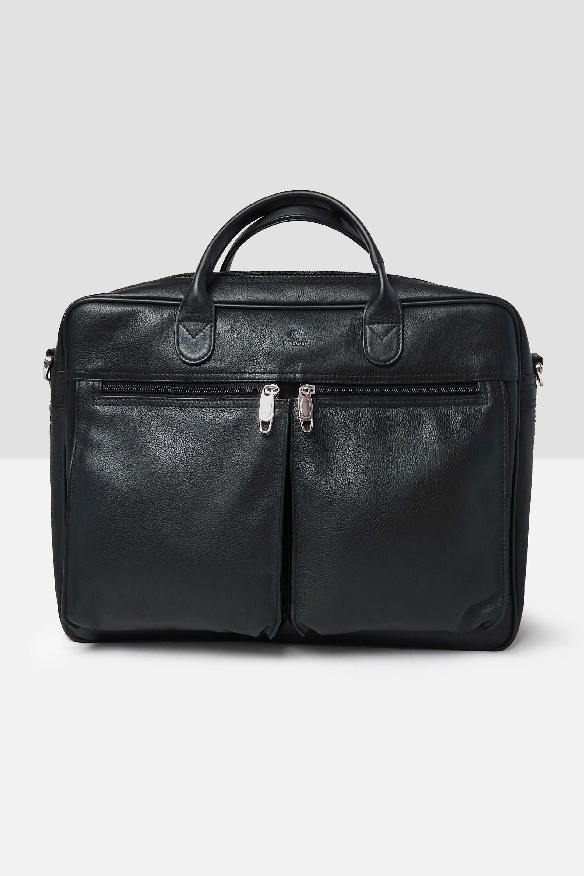 Double Pocket Extendable Travel laptop Bag // Natural Milld Leather Black - Kordovan