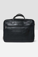 Double Pocket Extendable Travel laptop Bag // Natural Milld Leather Black - Kordovan