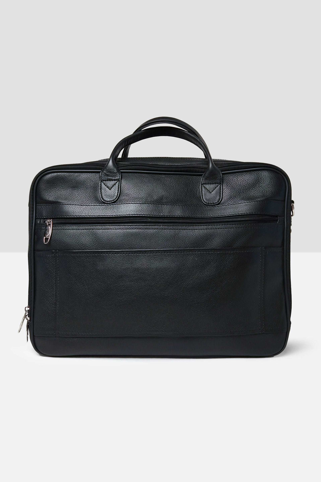 Double Pocket Extendable Travel laptop Bag // Natural Milld Leather Black - Kordovan
