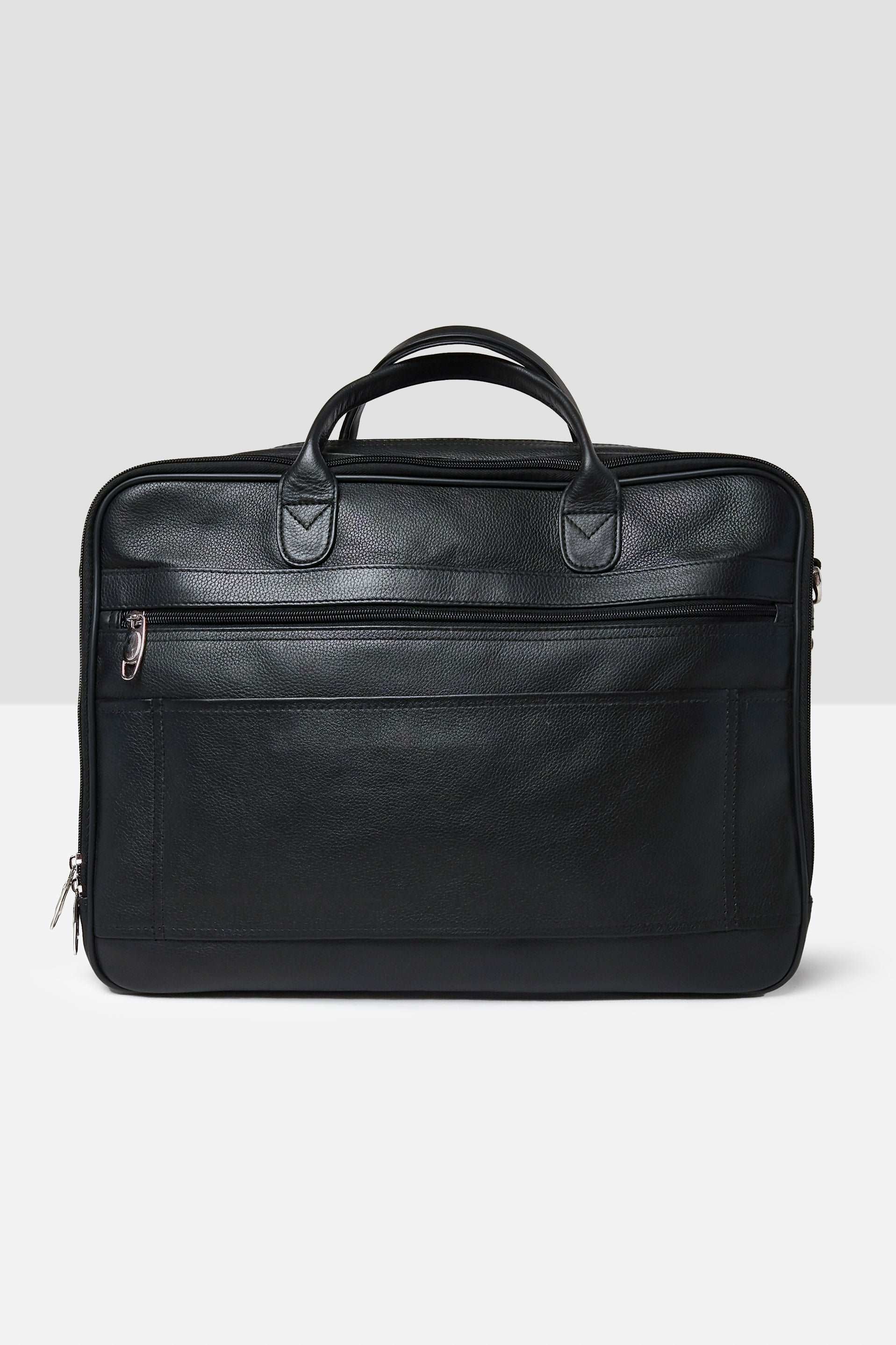 Double Pocket Extendable Travel laptop Bag // Natural Milld Leather Black - Kordovan