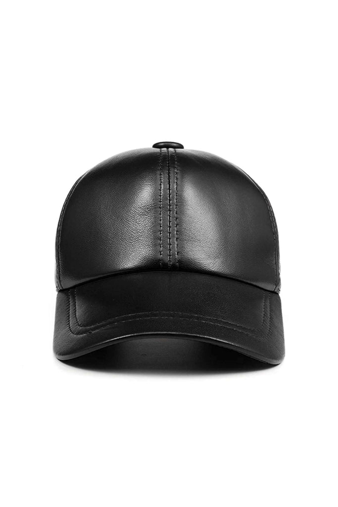 Genuine Sheep Leather Adjustable Baseball Cap // Unisex // Black