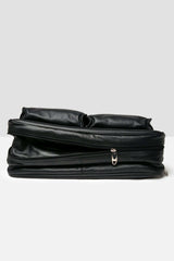 Double Pocket Extendable Travel laptop Bag // Natural Milld Leather Black - Kordovan