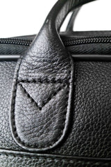 Double Pocket Extendable Travel laptop Bag // Natural Milld Leather Black - Kordovan