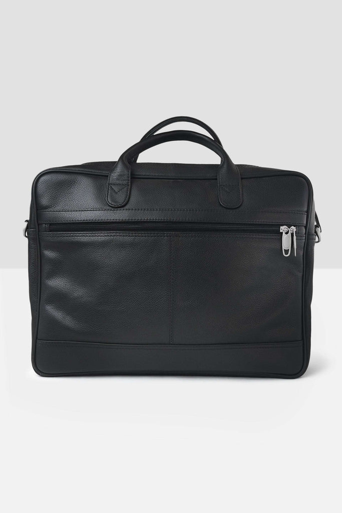 Natural Milled leather slim laptop bag by Kordovan / Black - Kordovan